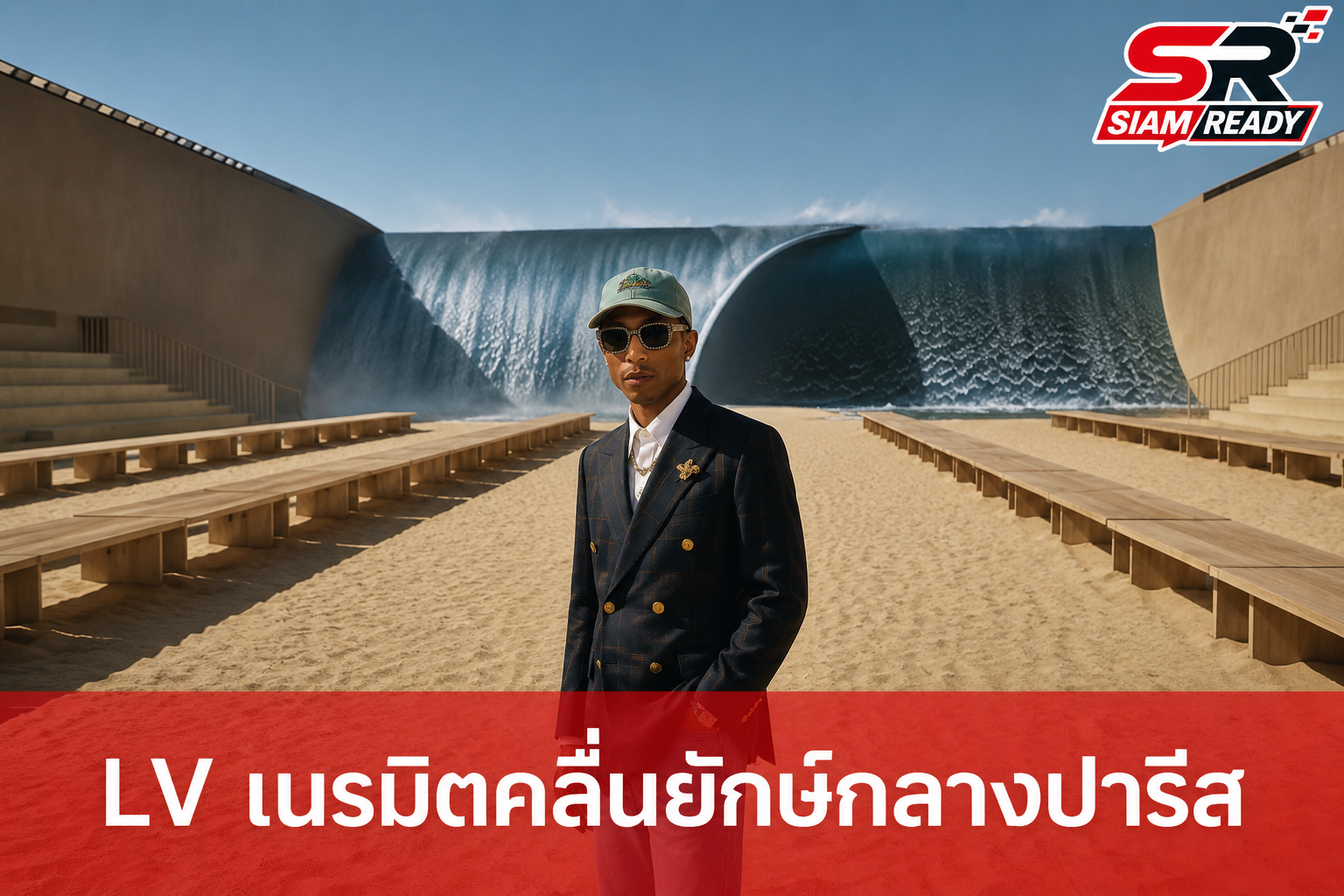 Pharrell Williams เนรมิตคลื่นยักษ์กลางปารีส เปิดตัว Louis Vuitton SS2027