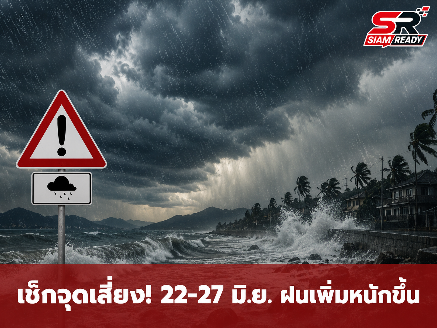 กรมอุตุฯ เตือนภัย 25-27 มิ.ย. 69 ทั่วไทยรับมือฝนตกหนัก-คลื่นลมแรง