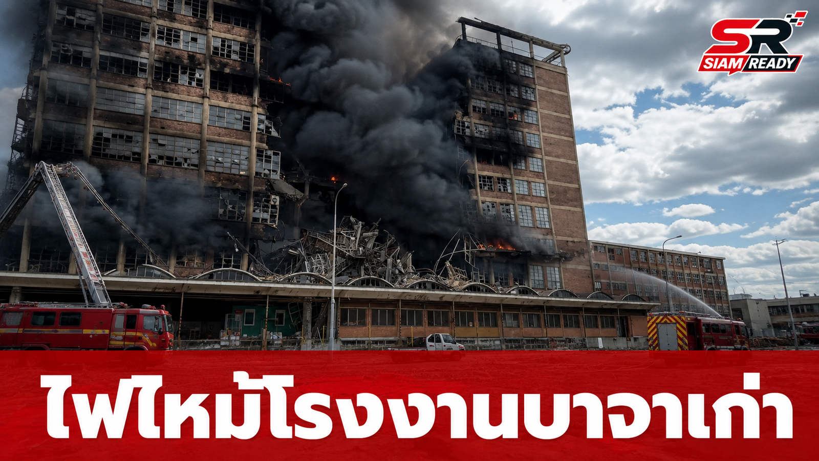 ระดมกำลังกว่า 300 นาย สกัดไฟไหม้โรงงานรองเท้าบาจาเก่าในเช็ก อาคารถล่มบางส่วน