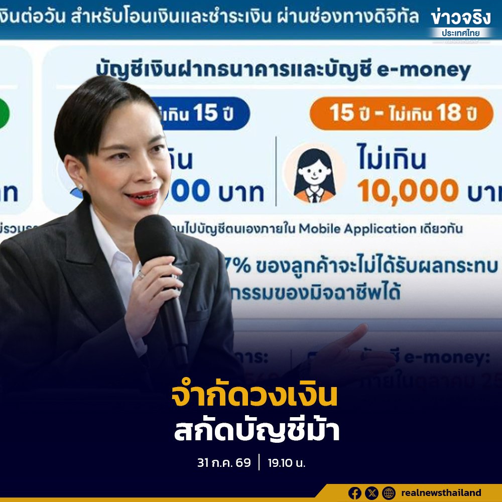 ธปท. คุมเข้มบัญชีม้า ปรับเกณฑ์วงเงินโอนใหม่ตามช่วงอายุ เริ่มต้น 3,000 บาทต่อวัน