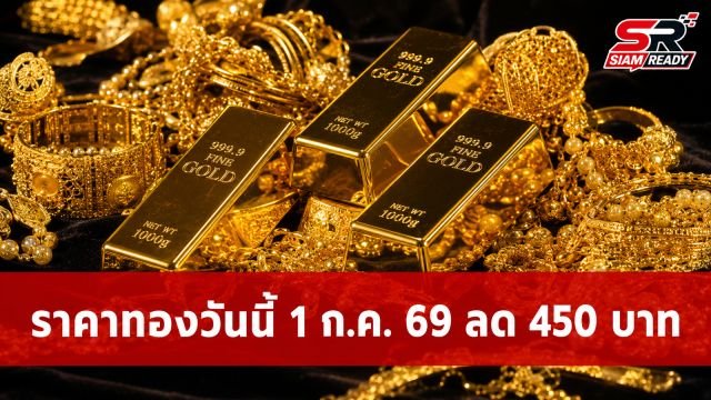 ราคาทองวันนี้ 1 ก.ค. 69 ปรับตัวลดลง 450 บาท ทองรูปพรรณขายออกที่ 63,650 บาท