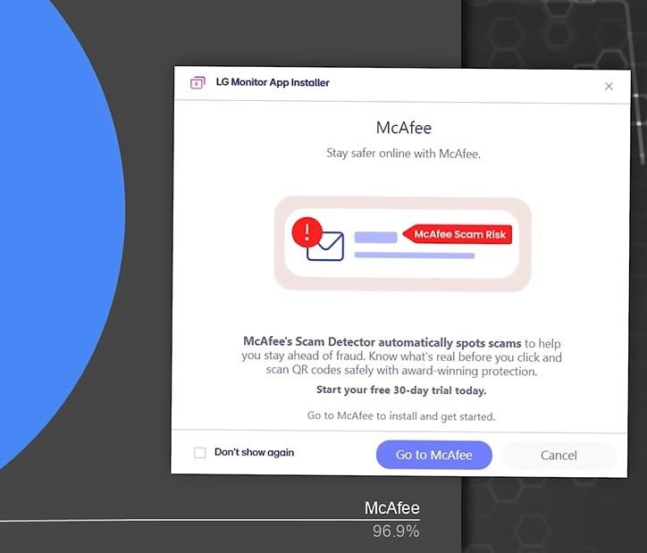 ผู้ใช้โวยจอ LG แสดงโฆษณา McAfee อัตโนมัติ ล่าสุดบริษัทเตรียมปิดการแจ้งเตือนแล้ว