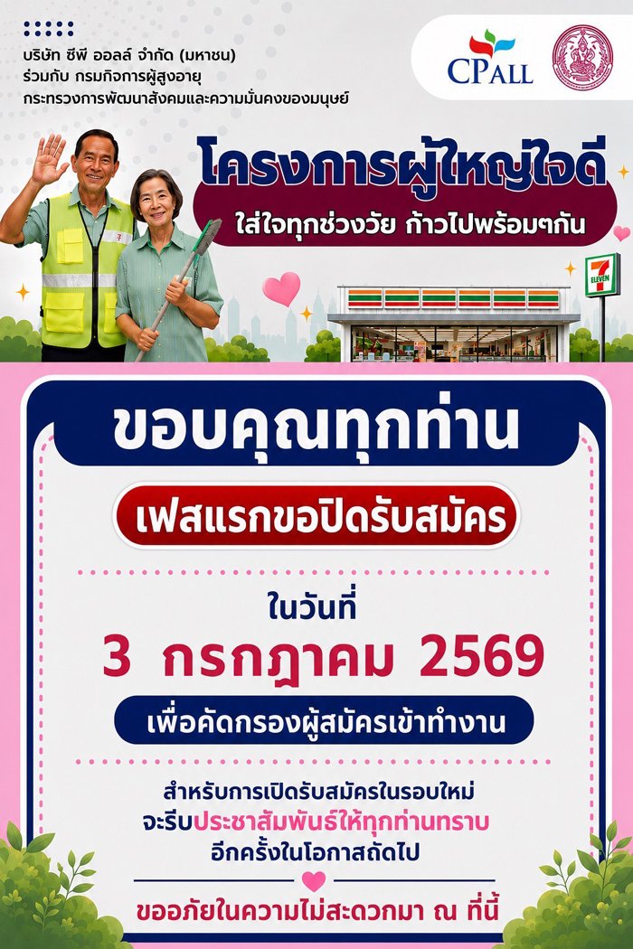 โครงการผู้ใหญ่ใจดีปิดรับสมัครเฟสแรก กระแสตอบรับท่วมท้นเตรียมเข้าสู่ขั้นตอนคัดเลือก