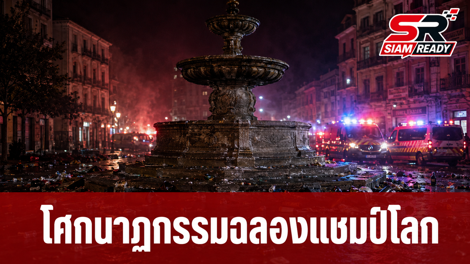 โศกนาฏกรรมฉลองแชมป์โลก สเปนน้ำพุถล่มคร่าชีวิตผู้เคราะห์ร้าย