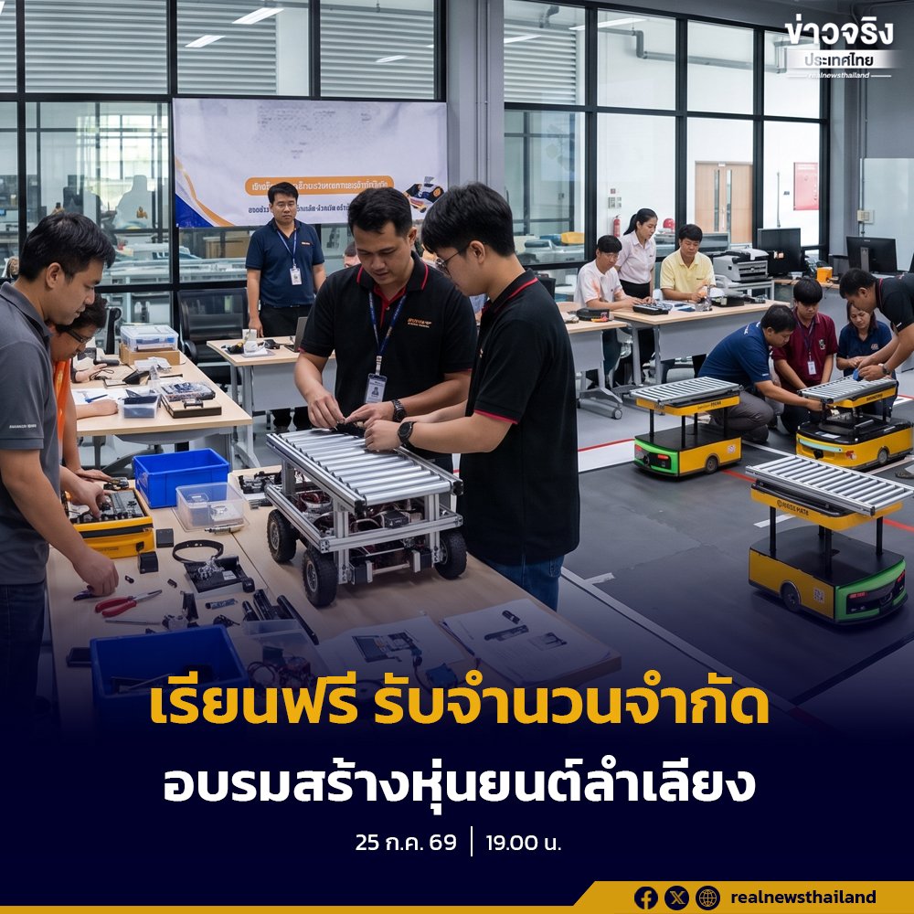 กรมพัฒนาฝีมือแรงงาน เปิดหลักสูตรฟรี! ฝึกทักษะสร้างหุ่นยนต์ลำเลียง รองรับอุตสาหกรรม 4.0