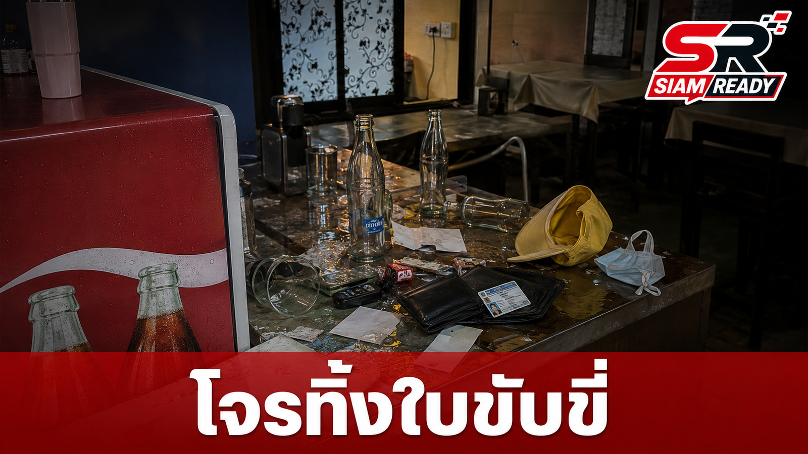 โจรบุกร้านสเต็กชลบุรี รื้อค้นทรัพย์สิน-ดื่มเบียร์จนเมา ทิ้งใบขับขี่ดูต่างหน้า