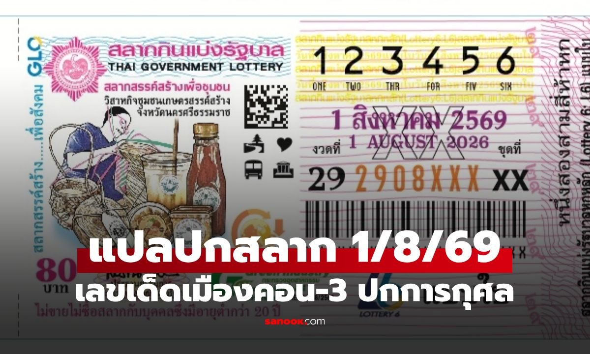 เจาะรหัสปกสลาก 1 ส.ค. 69 ส่องเลขเด็ดนครศรีธรรมราชและปกการกุศล