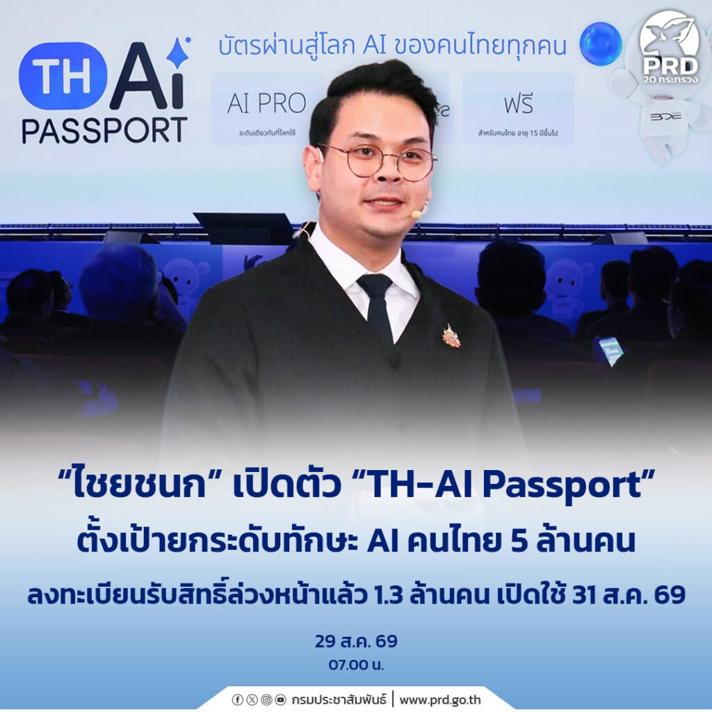 ไชยชนก เปิดตัว 'TH-AI Passport' ดันเป้าหมายพัฒนาทักษะ AI คนไทย 5 ล้านคน