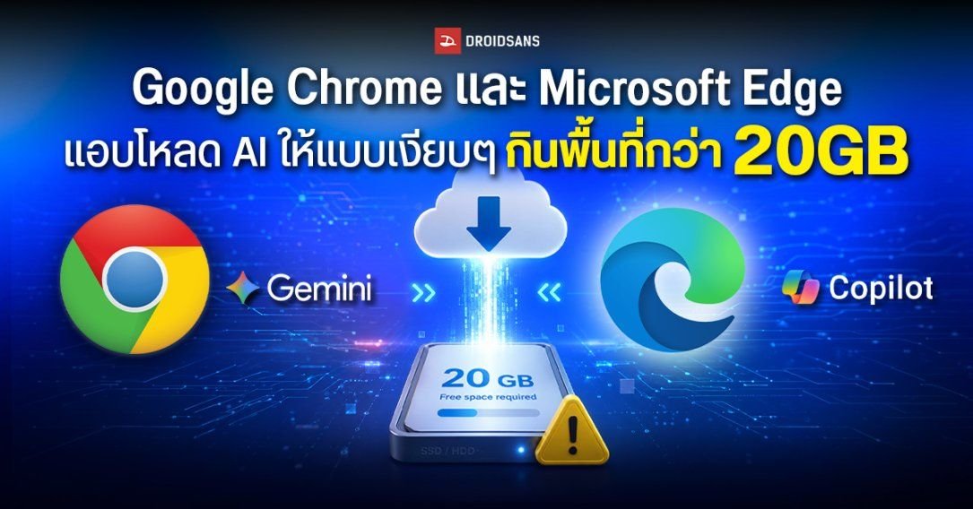 Chrome และ Edge แอบโหลดโมเดล AI ลงเครื่องอัตโนมัติ กินพื้นที่จัดเก็บข้อมูลผู้ใช้