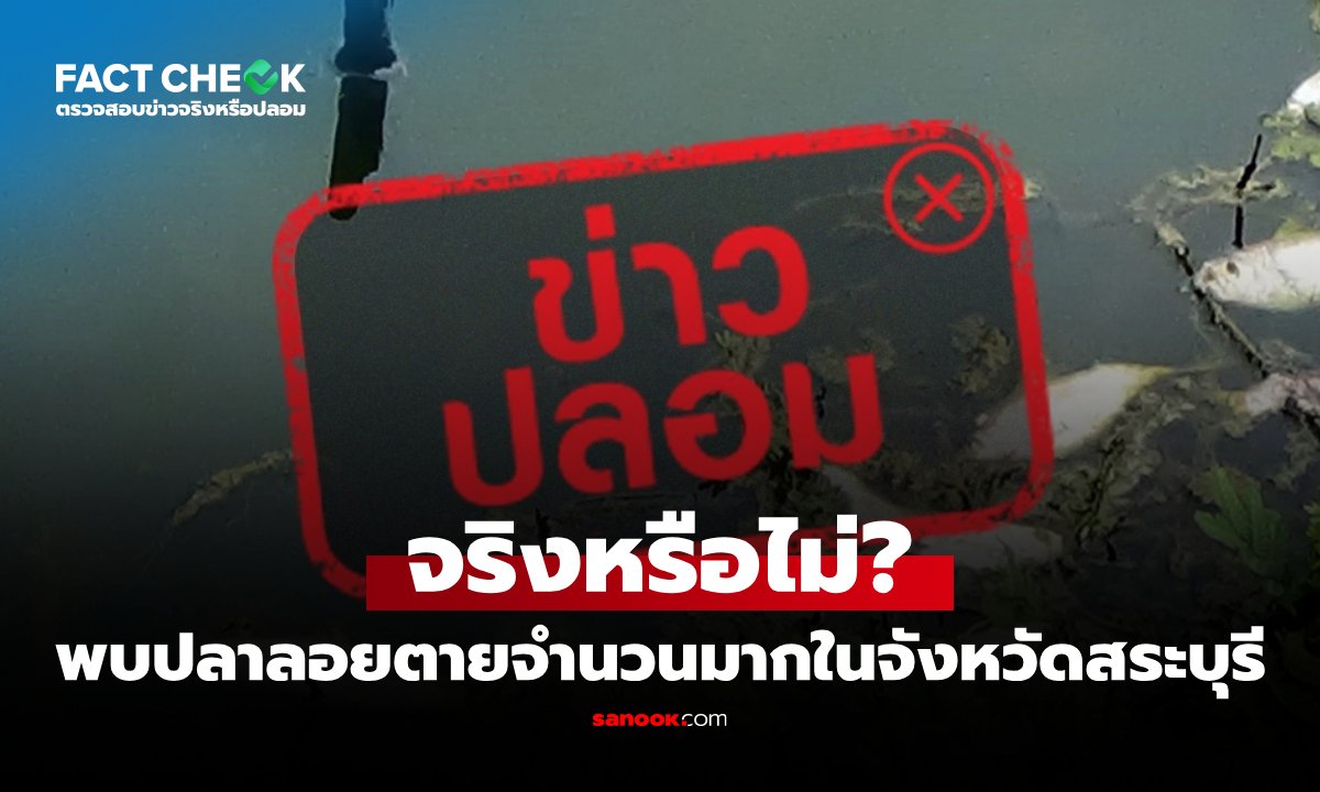 ศูนย์ต่อต้านข่าวปลอมยืนยัน ข่าวปลาตายจำนวนมากในสระบุรีไม่เป็นความจริง