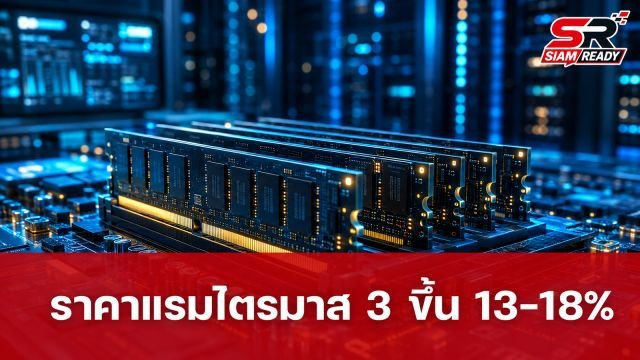 TrendForce เผยราคา DRAM ไตรมาส 3/2026 ขยับขึ้น 13-18% ชะลอตัวจากช่วงก่อนหน้า
