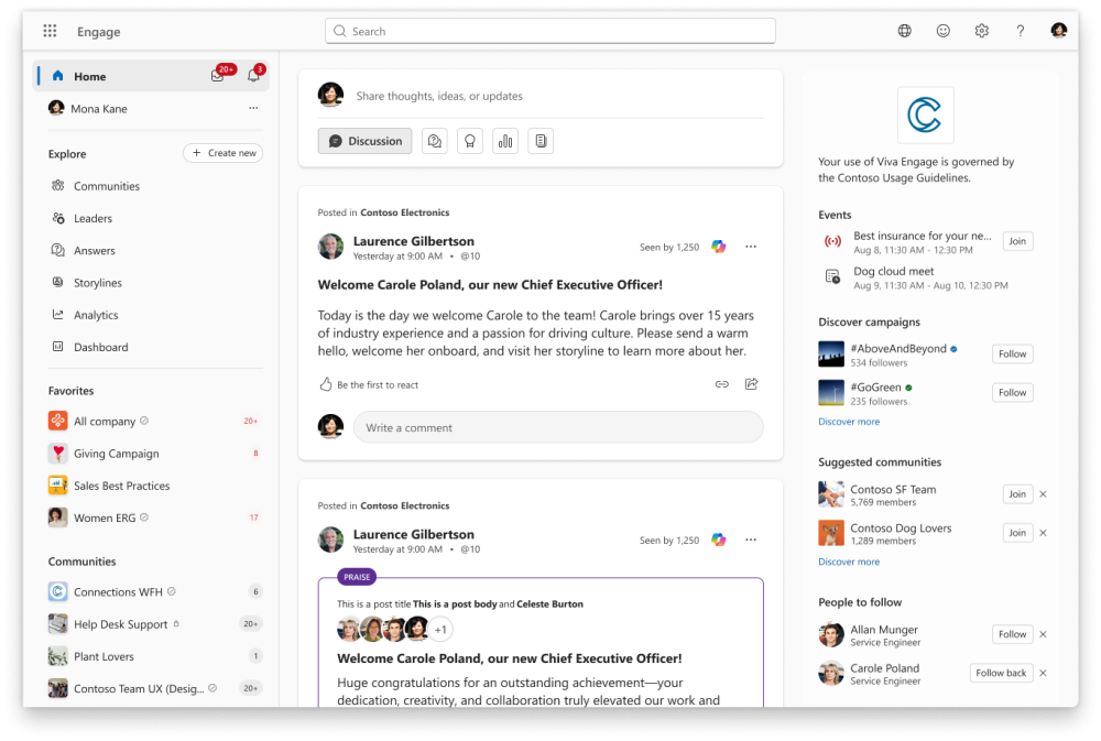 Microsoft อัปเดตอินเทอร์เฟซ Viva Engage ใหม่ เน้นความเรียบง่ายและใช้งานสะดวกยิ่งขึ้น