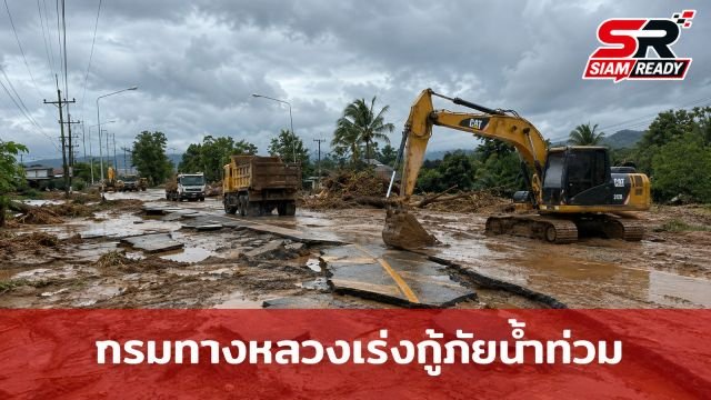 กรมทางหลวงระดมกำลังพล-เครื่องจักรหนัก เร่งกู้เส้นทาง 4 จังหวัดวิกฤตน้ำท่วม