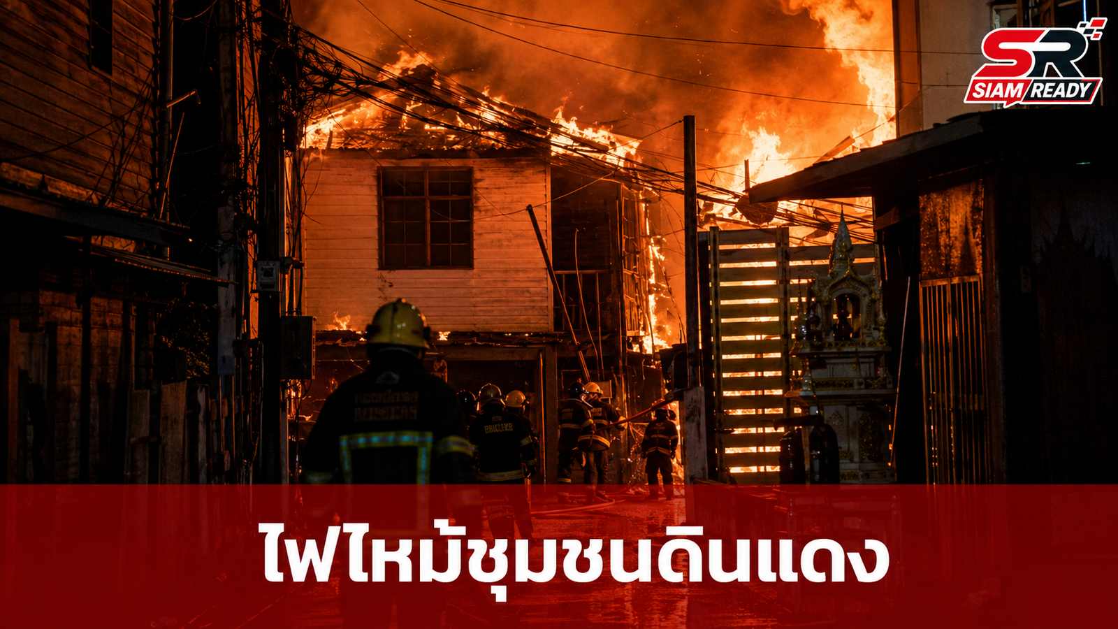 ไฟไหม้ชุมชนไม้เขตดินแดงวอด 4-5 หลัง ไร้เจ็บ-ตาย