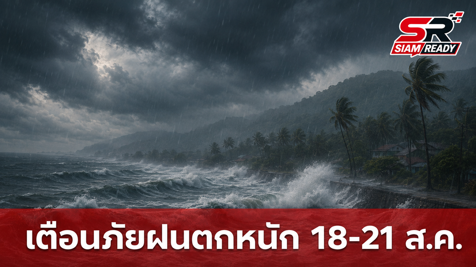 กรมอุตุฯ ออกประกาศฉบับที่ 2 เตือนภัย 18-21 ส.ค. 69 รับมือฝนตกหนักและคลื่นลมแรง