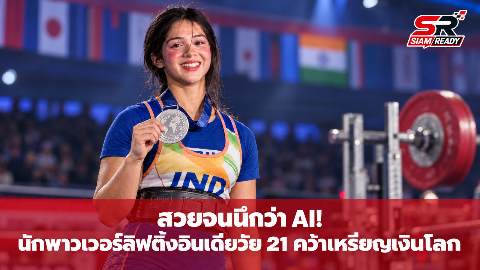สวยจนนึกว่า AI! นักพาวเวอร์ลิฟติ้งอินเดียวัย 21 คว้าเหรียญเงินโลก