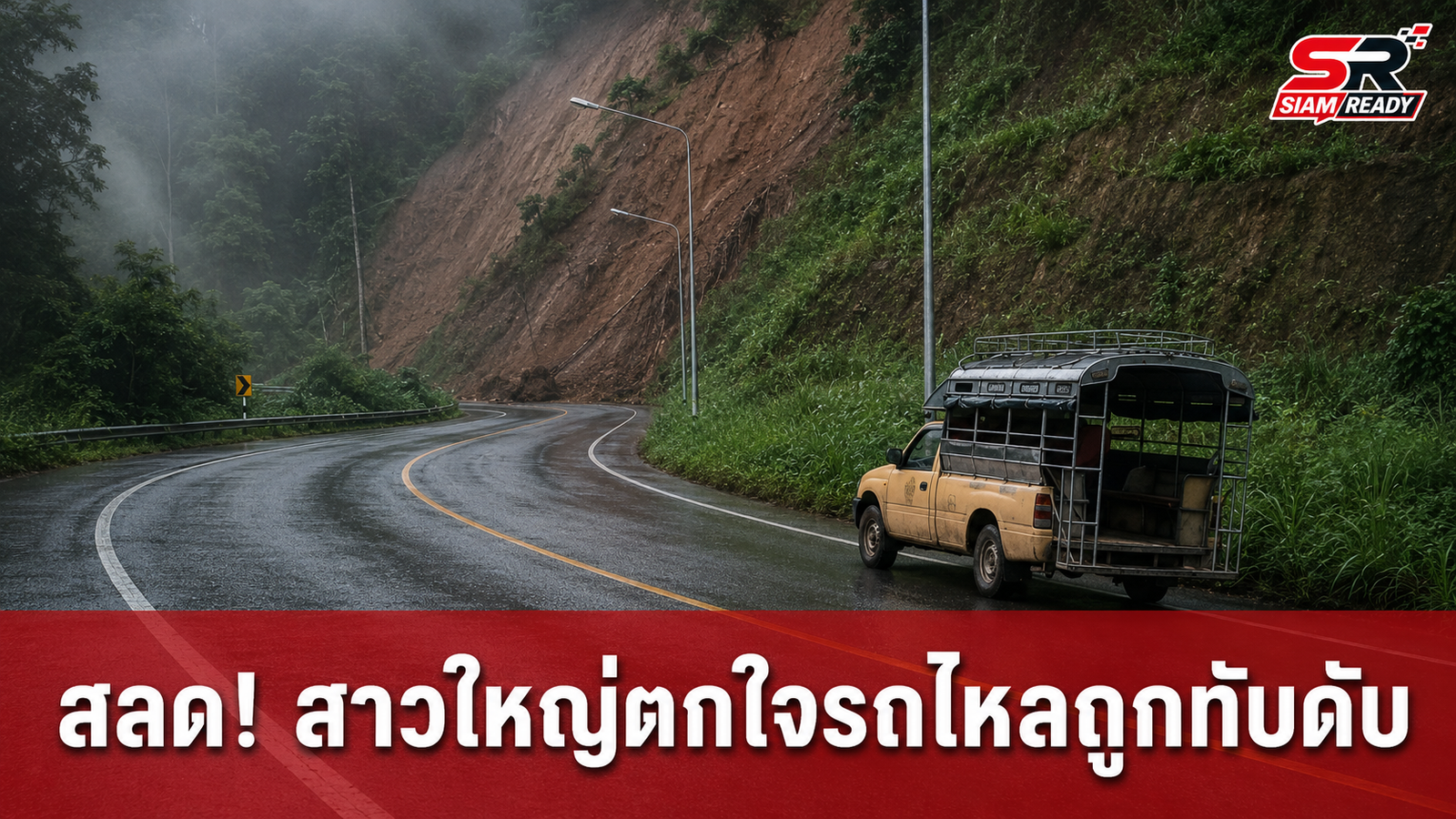 สลด! สาวใหญ่ตกใจรถสองแถวไหล กระโดดลงถูกทับเสียชีวิตขณะเดินทางขึ้นเขา