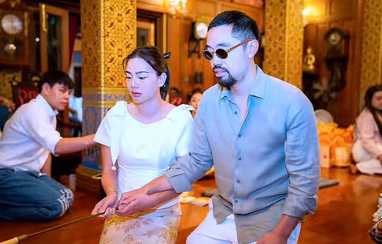 ดิว อริสรา ควง วู้ดดี้ ล่ำซำ ทำบุญวัดอรุณฯ แฟนคลับจับตานามสกุลใหม่