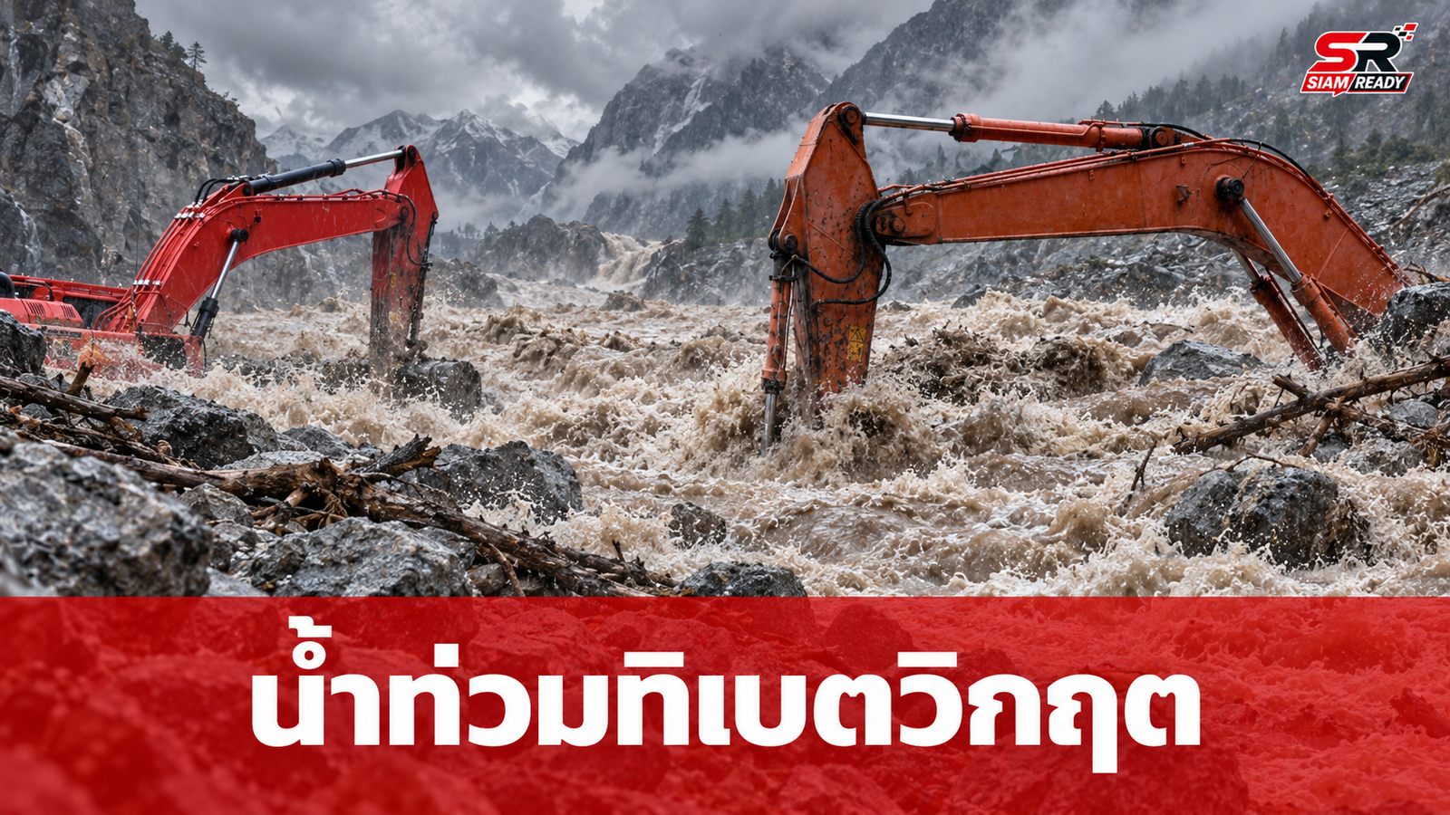 น้ำท่วมทิเบตวิกฤต ยอดตายพุ่ง 43 ศพ สูญหายกว่า 500 ราย