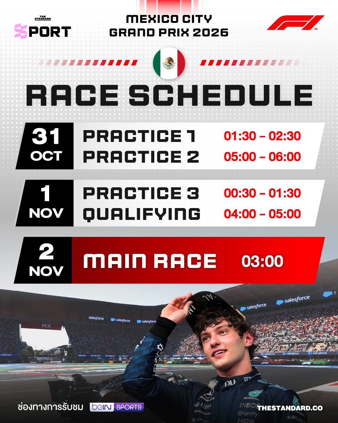 ลุ้นแชมป์โลก! คิมิ อันโตเนลลี จ่อคว้าแชมป์ F1 สมัยแรกที่เม็กซิโก