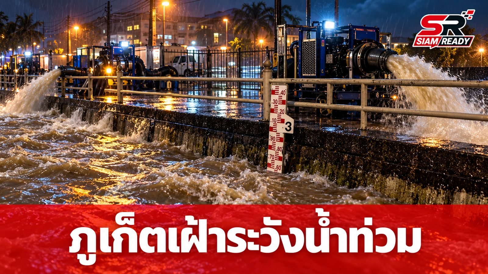 ภูเก็ตเฝ้าระวังระดับน้ำคลองบางใหญ่ เร่งระบายน้ำรับมือฝนตกต่อเนื่องและน้ำทะเลหนุน