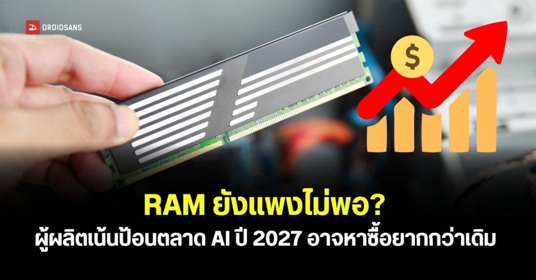 จับตาปี 2027! ราคา RAM พุ่งสูงต่อเนื่อง หลังผู้ผลิตเทงบผลิตชิป AI แทน
